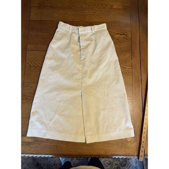 Vintage Women’s Cheenos Beige Light Tan Long Corduroy Skirt Front Slit Sz 12 - Picture 4 of 9
